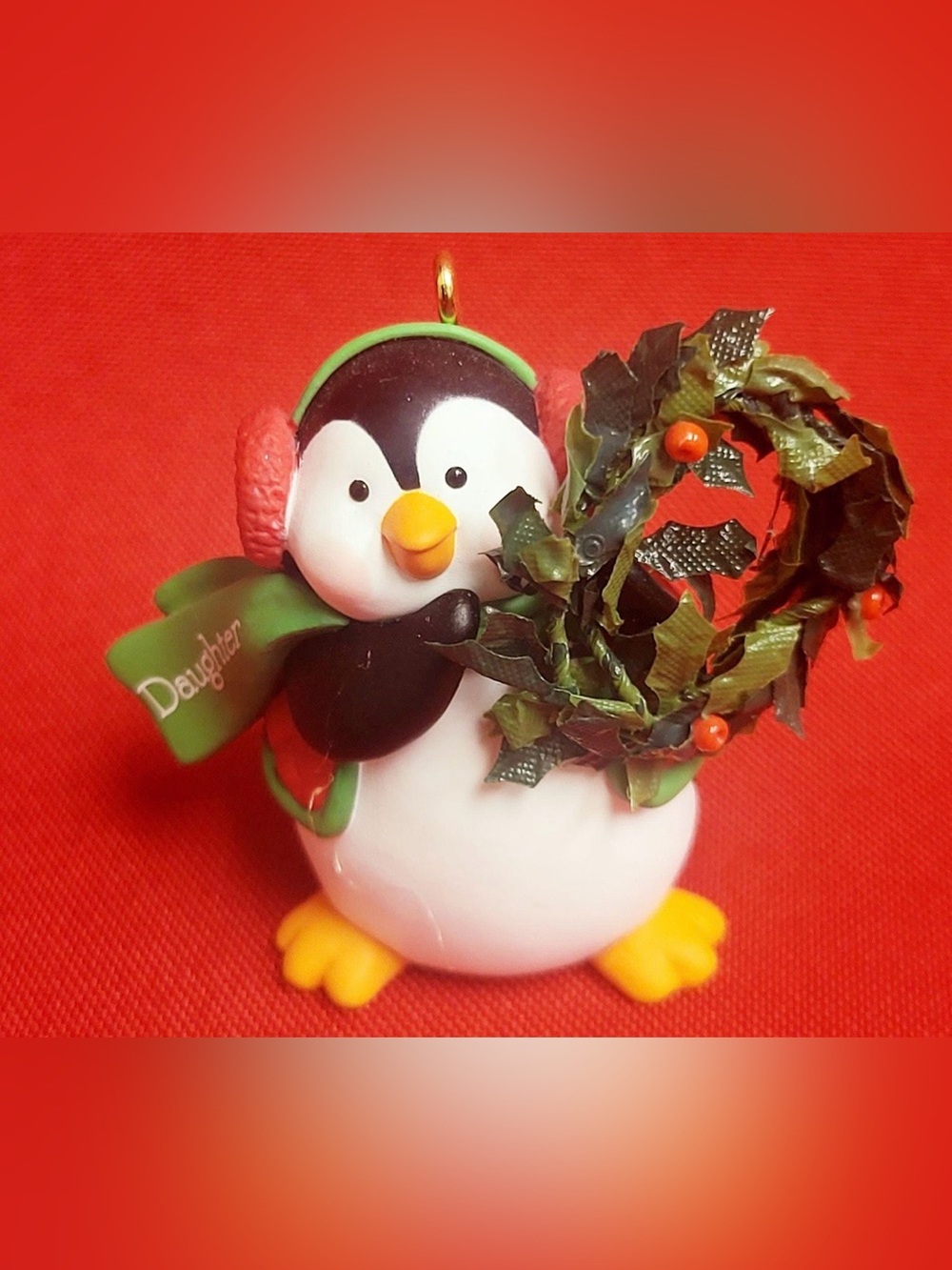 2003 Daughter Hallmark Penguin Daughter Ornament in Green, Pink, Yellow